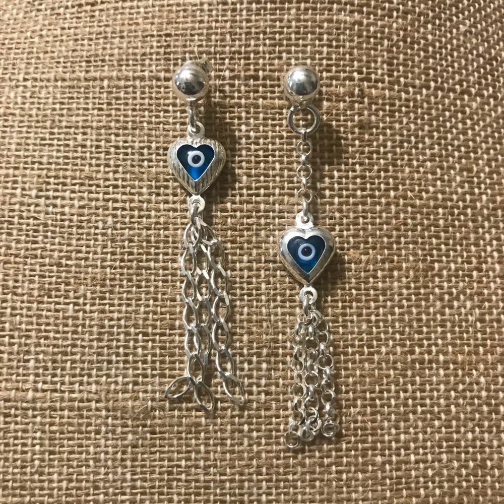 NEW! Sterling Silver Evil Eye Tassel Earrings